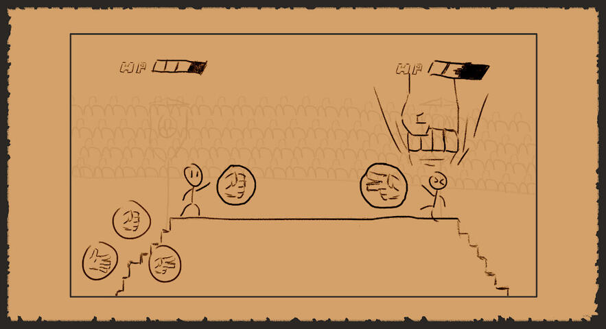 Sketch of original concept of the game and its mechanics.